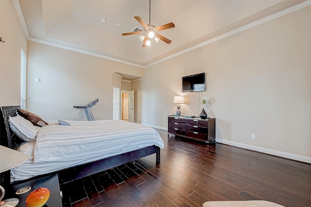 16011 Maple Shores Dr, Houston, TX 77044 - bedroom with wood finished floors, crown molding, and ceiling fan