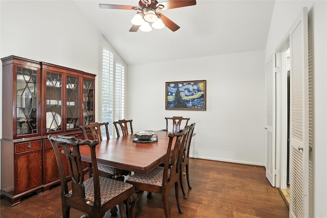 2618 Fontana Dr, Houston, TX 77043 - dining room with dark wood-type flooring and a ceiling fan