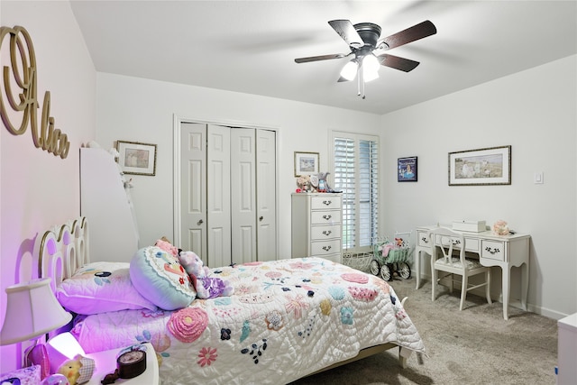 2618 Fontana Dr, Houston, TX 77043 - bedroom featuring carpet, a closet, and a ceiling fan