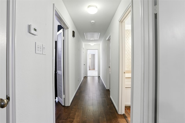 2618 Fontana Dr, Houston, TX 77043 - hallway featuring attic access and dark wood-type flooring