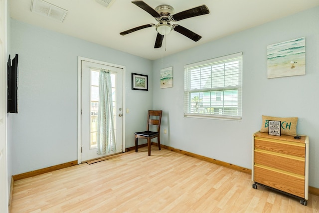 430 Jettyview Rd, Surfside Beach, TX 77541 - sitting room featuring light wood-style floors and ceiling fan