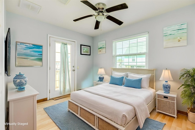 430 Jettyview Rd, Surfside Beach, TX 77541 - bedroom featuring light wood-type flooring and ceiling fan