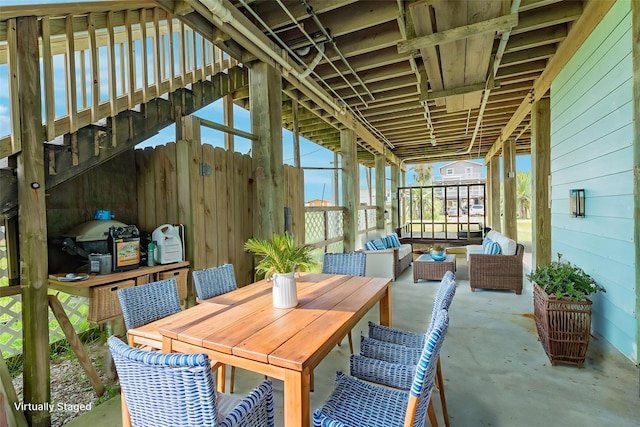 430 Jettyview Rd, Surfside Beach, TX 77541 - sunroom with an outdoor hangout area