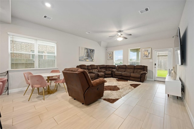 4427 Silvergrass Ln, Katy, TX 77493 - living room with a ceiling fan and baseboards
