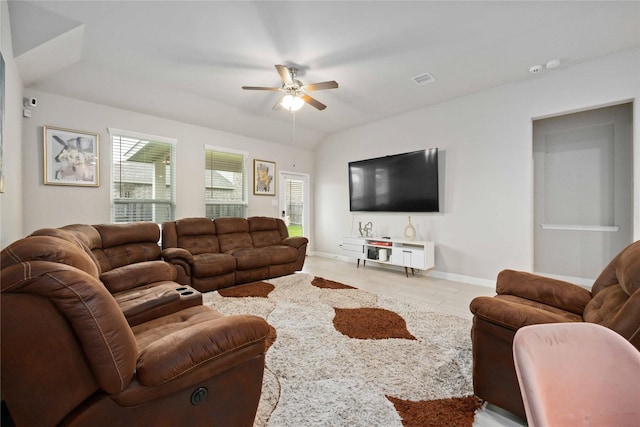 4427 Silvergrass Ln, Katy, TX 77493 - living area with a ceiling fan, plenty of natural light, and light tile patterned floors