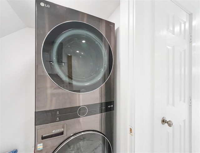1691 W Sam Houston Pkwy S, Houston, TX 77042 - laundry area with stacked washing machine and dryer