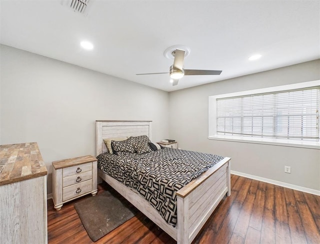1691 W Sam Houston Pkwy S, Houston, TX 77042 - bedroom featuring dark wood finished floors, recessed lighting, and ceiling fan
