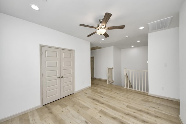 2119 Esther Dr, Houston, TX 77088 - unfurnished room with wood finished floors, ceiling fan, and recessed lighting
