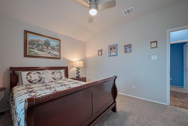 22618 Cremona Village Trl, Katy, TX 77449 - bedroom with carpet, lofted ceiling, and ceiling fan