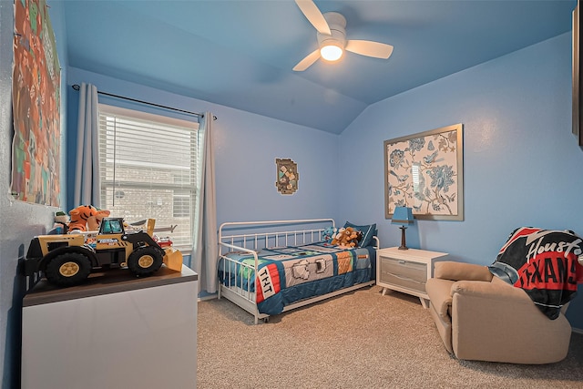 22618 Cremona Village Trl, Katy, TX 77449 - carpeted bedroom featuring lofted ceiling and a ceiling fan