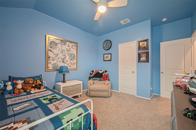 22618 Cremona Village Trl, Katy, TX 77449 - carpeted bedroom with lofted ceiling and a ceiling fan