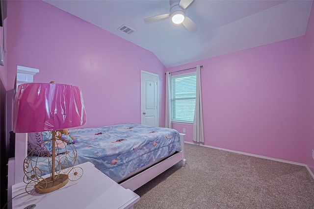 22618 Cremona Village Trl, Katy, TX 77449 - bedroom with lofted ceiling, carpet floors, and ceiling fan