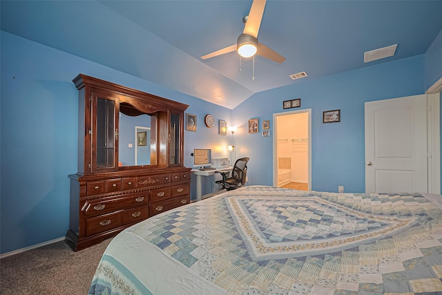 22618 Cremona Village Trl, Katy, TX 77449 - bedroom with lofted ceiling, an office area, carpet, and ceiling fan