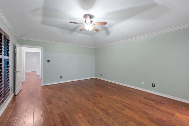 11603 Orchard Mountain Dr, Houston, TX 77059 - empty room with ceiling fan, dark wood-style floors, and ornamental molding