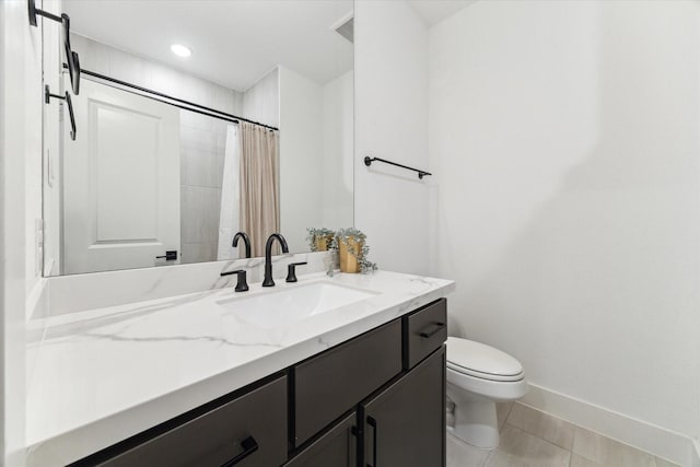 15714 Park Poetry Ct, Cypress, TX 77433 - bathroom featuring vanity, tile patterned floors, and curtained shower