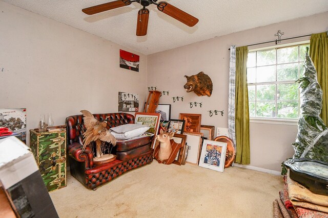 17010 Kings Walk Ln, Houston, TX 77070 - carpeted bedroom with a textured ceiling and ceiling fan