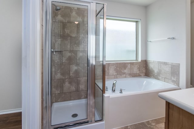 14039 Embry Stone Ln, Houston, TX 77047 - full bathroom featuring a shower stall, a garden tub, and vanity