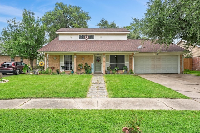 14018 Duncannon Dr, Houston, TX 77015 - view of front of house featuring a garage, driveway, brick siding, and roof with shingles