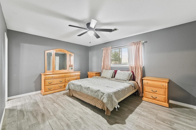 14018 Duncannon Dr, Houston, TX 77015 - bedroom with light wood-style flooring and a ceiling fan