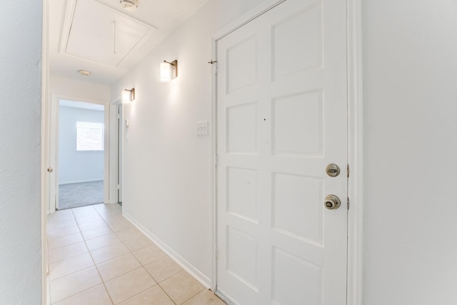 6306 Clayridge Dr, Houston, TX 77053 - hall featuring attic access and light tile patterned floors