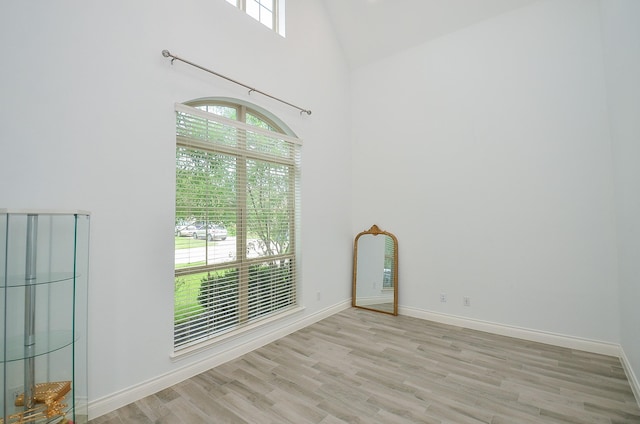 3707 Brampton Island Dr, Katy, TX 77494 - empty room featuring plenty of natural light, light wood-style floors, and high vaulted ceiling