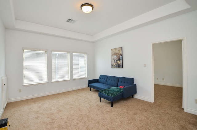 3707 Brampton Island Dr, Katy, TX 77494 - living area featuring carpet flooring and a raised ceiling
