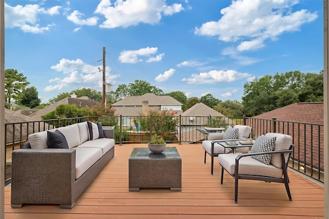 5802 Ashmere Ln, Spring, TX 77379 - wooden terrace with outdoor lounge area