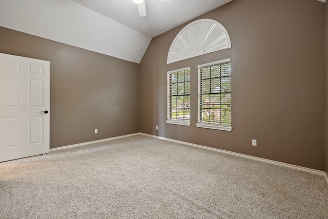 5802 Ashmere Ln, Spring, TX 77379 - carpeted empty room featuring a ceiling fan and vaulted ceiling