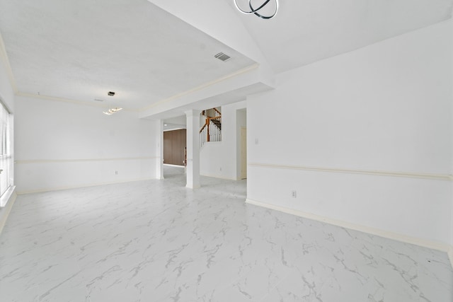 13611 Ortega Ln, Houston, TX 77083 - spare room with light marble finish flooring and stairs