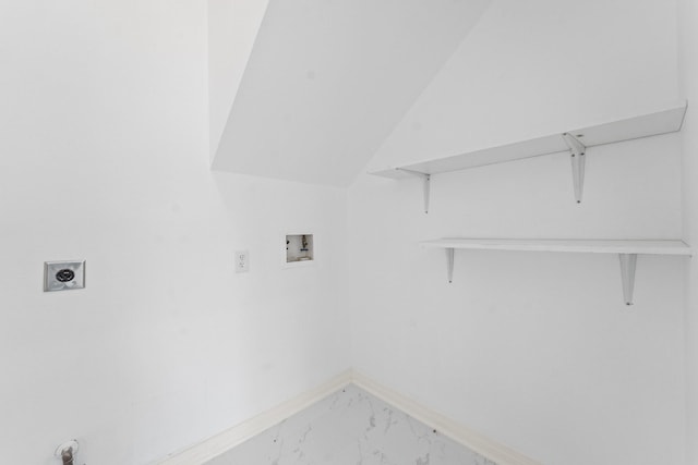 13611 Ortega Ln, Houston, TX 77083 - laundry area with hookup for a washing machine, marble finish flooring, and hookup for an electric dryer