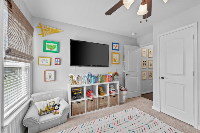 22402 Threefold Ridge Dr, Hockley, TX 77447 - bedroom with carpet and ceiling fan