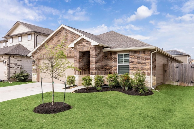 7222 Melrose Ln, Rosharon, TX 77583 - view of front of house featuring brick siding, an attached garage, concrete driveway, and roof with shingles