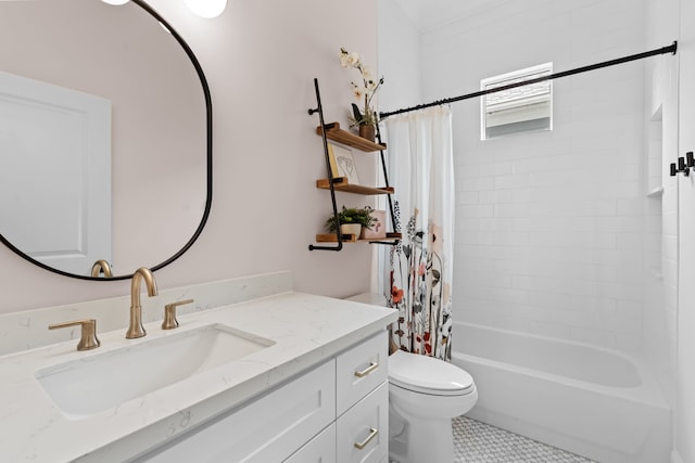 1603 Columbia St, Houston, TX 77008 - bathroom with vanity, shower / tub combo, and tile patterned flooring