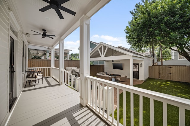 1603 Columbia St, Houston, TX 77008 - deck with a ceiling fan and outdoor lounge area