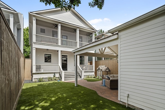 1603 Columbia St, Houston, TX 77008 - back of house featuring ceiling fan, outdoor lounge area, and a balcony