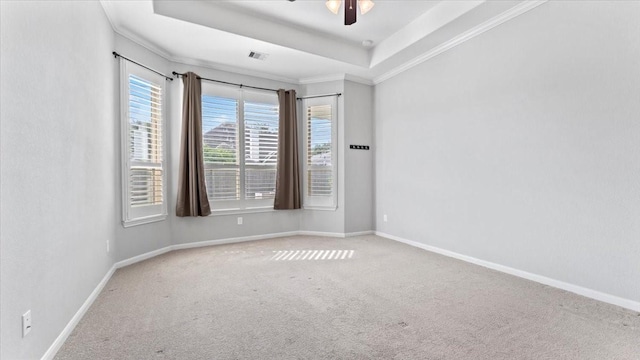 4627 Western Brook Dr, Spring, TX 77388 - spare room with carpet, crown molding, a ceiling fan, and a tray ceiling