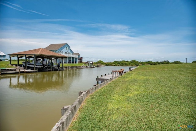 40 Sailfish Lndg, Port Lavaca, TX 77979 - dock with a water view and a lawn