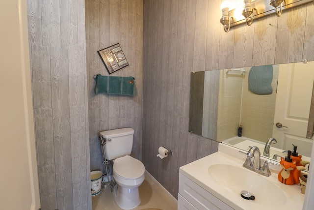 7264 Regency Square Ct, Houston, TX 77036 - full bathroom featuring wooden walls and vanity