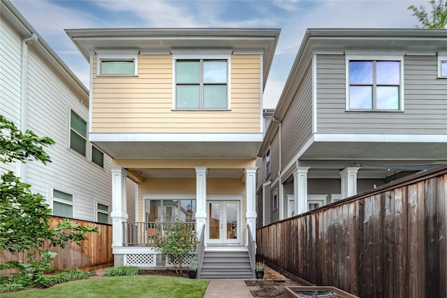 326 W 24th St, Houston, TX 77008 - view of front of home with french doors and covered porch
