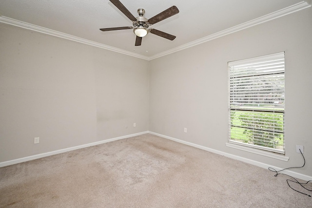 9707 Richmond Ave Unit 3, Houston, TX 77042 - carpeted spare room featuring crown molding and a ceiling fan