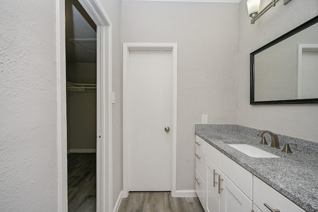 9707 Richmond Ave Unit 3, Houston, TX 77042 - bathroom with vanity, wood finished floors, and a spacious closet