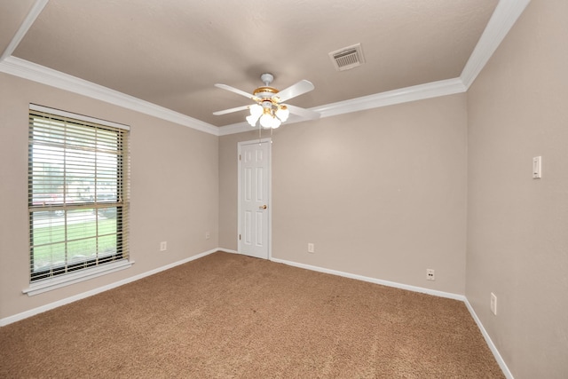 3938 Danpree St, Pasadena, TX 77504 - carpeted empty room with a ceiling fan and ornamental molding