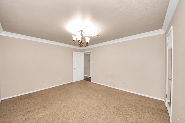 3938 Danpree St, Pasadena, TX 77504 - empty room featuring a chandelier, carpet, and ornamental molding
