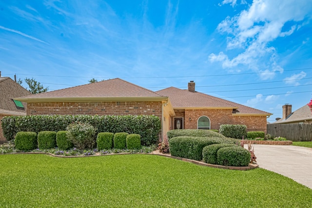 15435 Rio Plaza Dr, Houston, TX 77083 - single story home with brick siding, a chimney, and a shingled roof