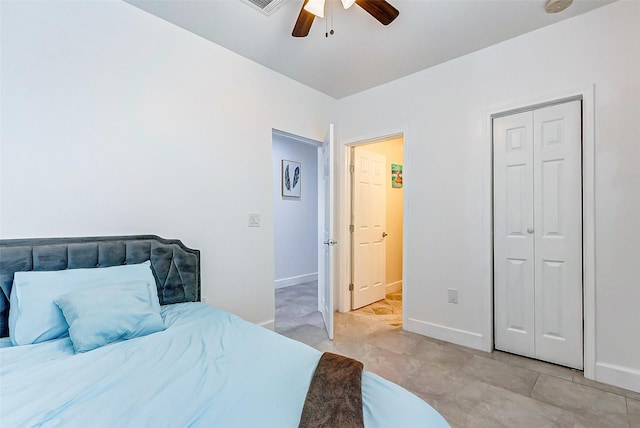 4018 6th St, Galveston, TX 77554 - bedroom with a ceiling fan and a closet