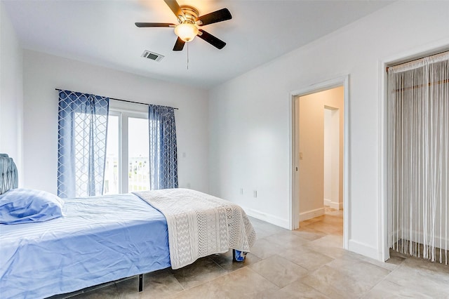 4018 6th St, Galveston, TX 77554 - bedroom featuring a ceiling fan and light tile patterned floors