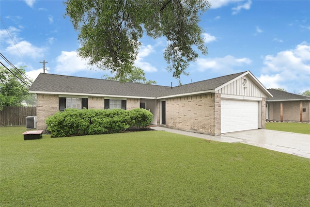 3606 Darling Ave, Pasadena, TX 77503 - ranch-style house featuring brick siding, a garage, driveway, board and batten siding, and roof with shingles