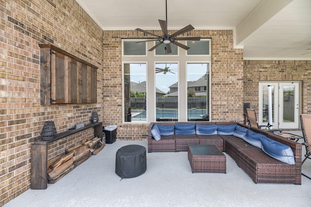 15519 Ponderosa Bend Dr, Cypress, TX 77429 - view of patio with ceiling fan and an outdoor living space