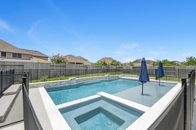 15519 Ponderosa Bend Dr, Cypress, TX 77429 - view of pool with a fenced backyard and a pool with connected hot tub