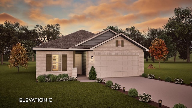 5119 Magnolia Springs Dr, Pearland, TX 77584 - view of front of house featuring a front yard, an attached garage, driveway, and a shingled roof